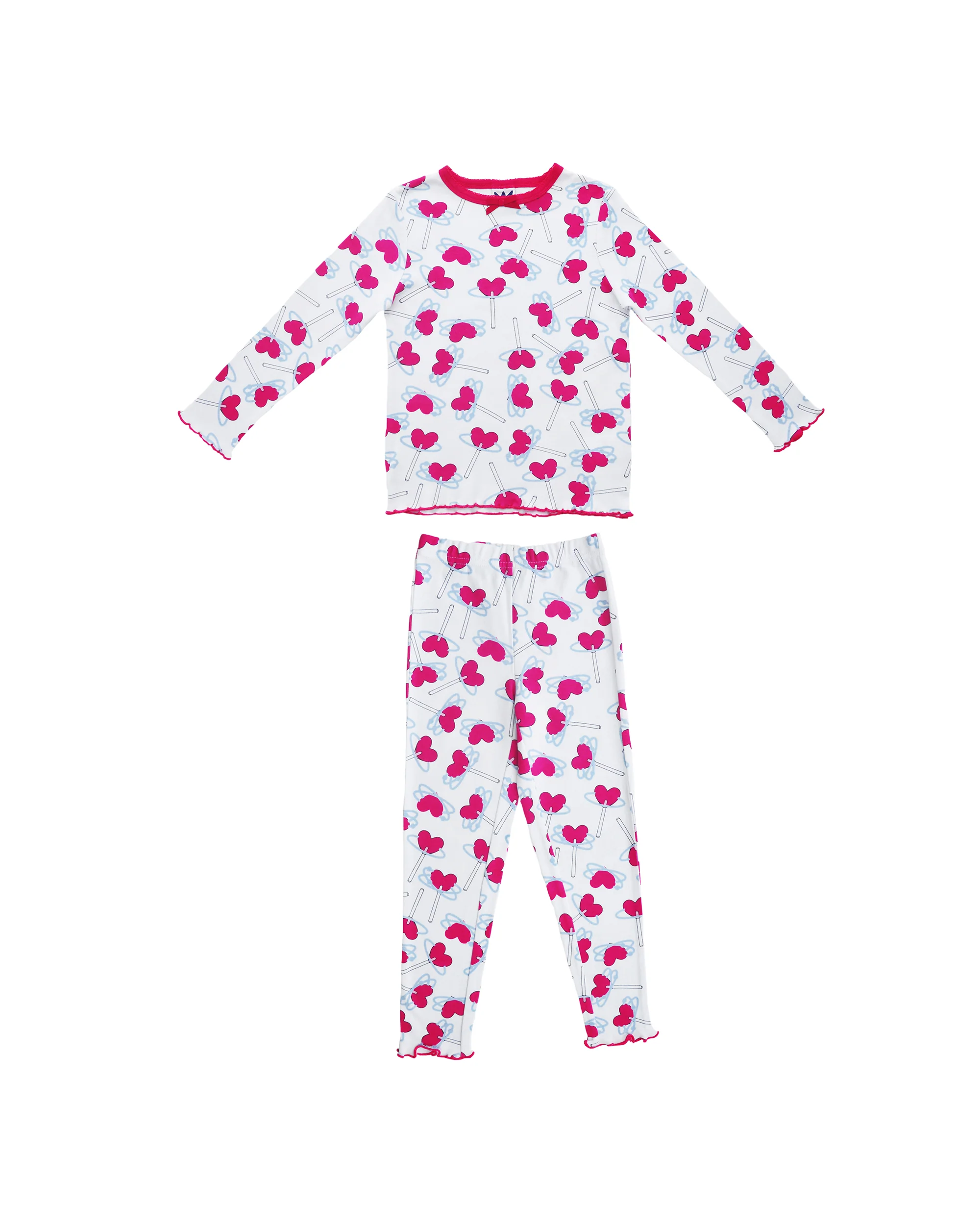 Pijama blanca manga larga con estampado de chupetas de corozon YM111086