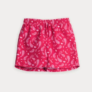 Traje De Baño Rojo Con Estampado De Bacterias Blancas Para Niño YM111696