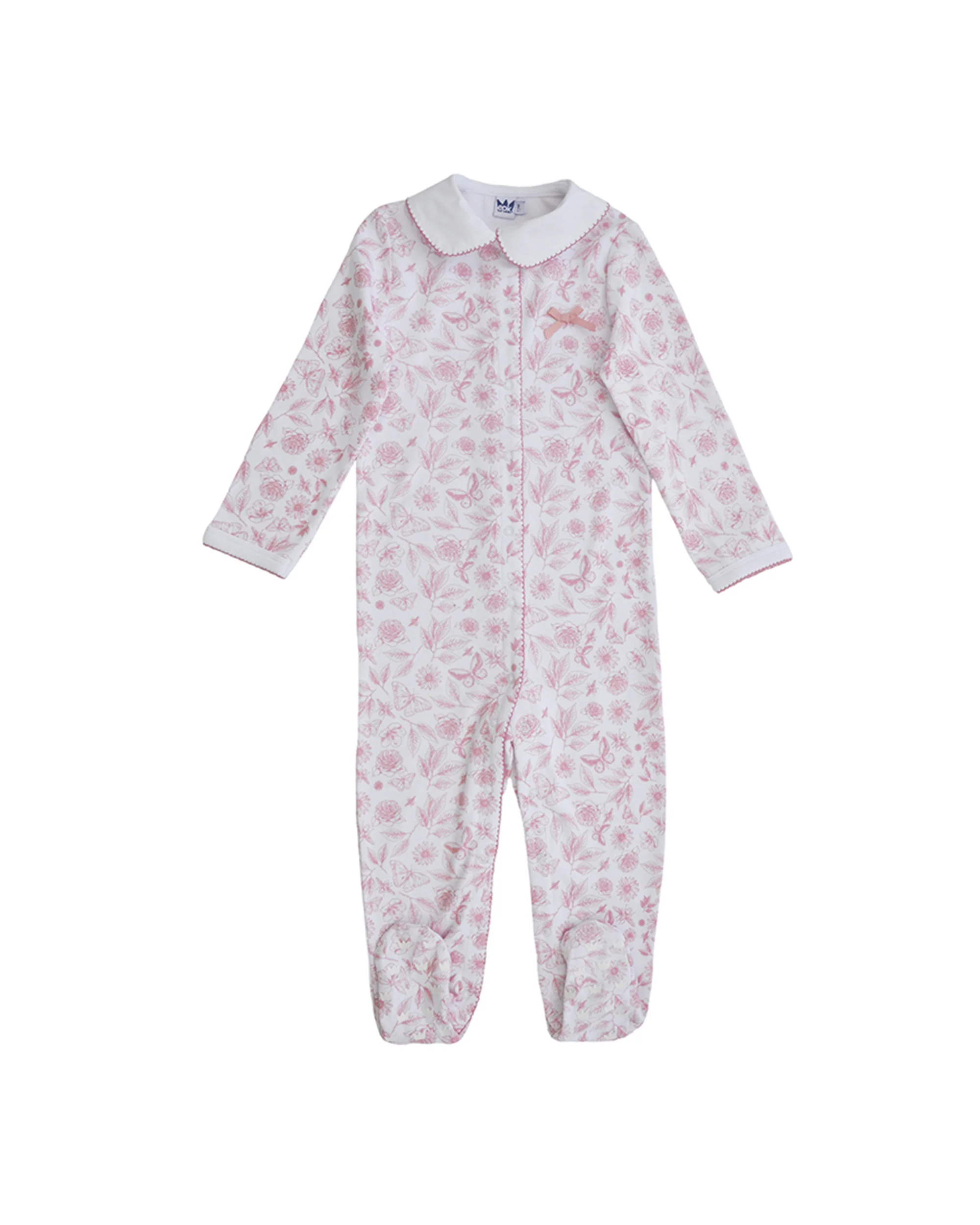 Pijama con cuello y estampado rosado YM111094