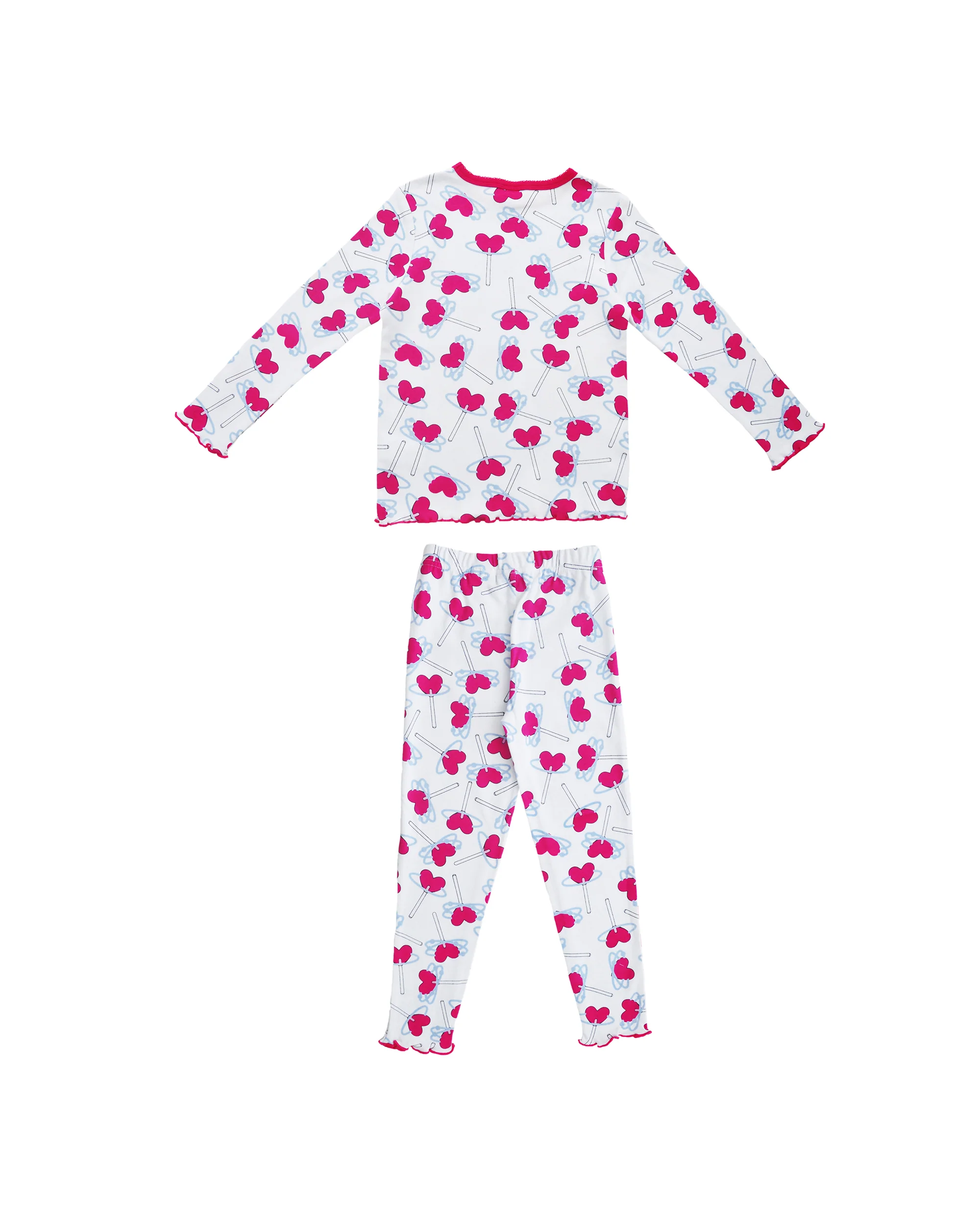 Pijama blanca manga larga con estampado de chupetas de corozon YM111086 - Imagen 2