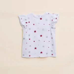 Franela Blanca Con Estrellas Para Bebé Niña YM109822