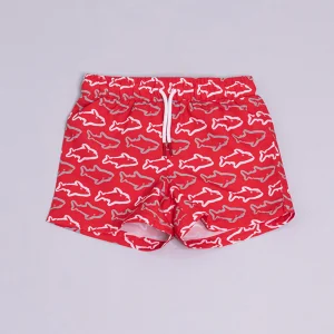 Traje de baño rojo de tiburones blancos y grises YM111765
