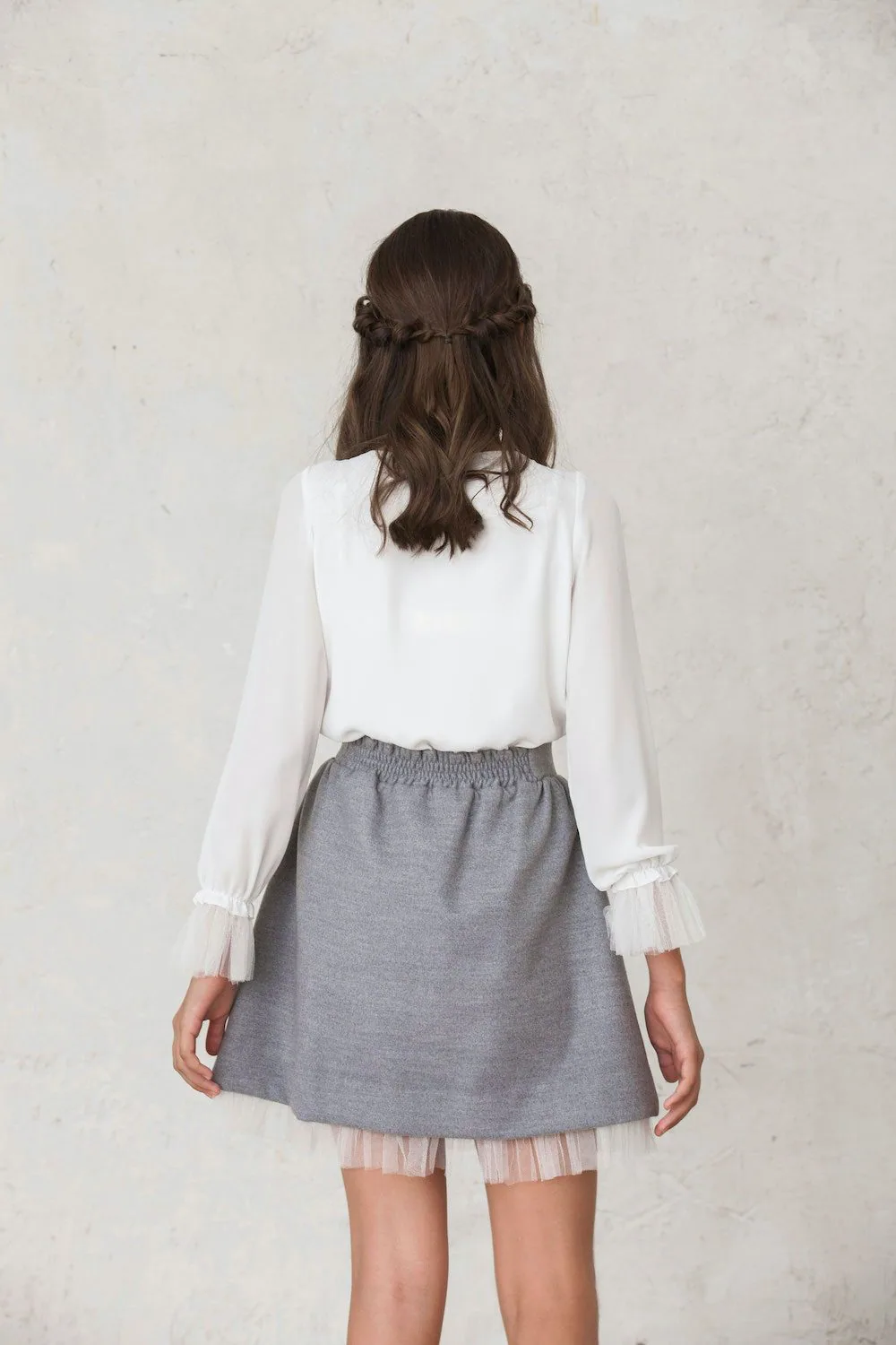 Blusa Gala de crepe blanco YM112266 - Imagen 5