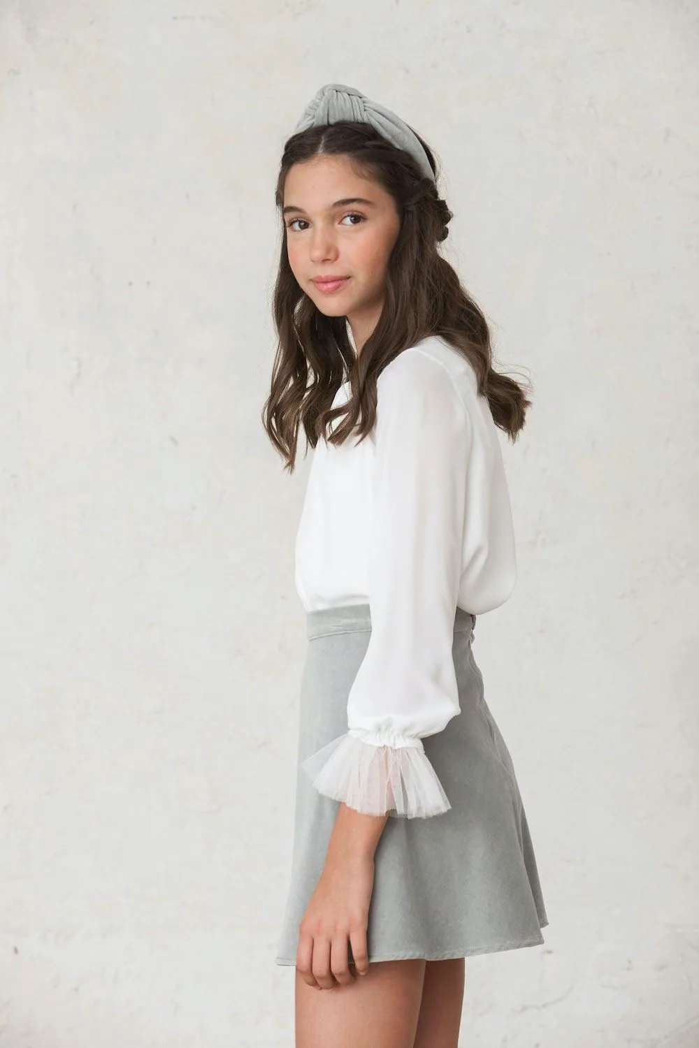 Blusa Gala de crepe blanco YM112266 - Imagen 2