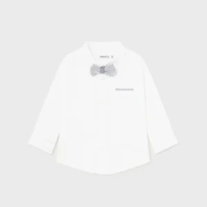Camisa manga larga con pajarita Better Cotton bebé Blanco Mayoral