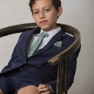 Corbata con estampado de semillas verdes YM112489