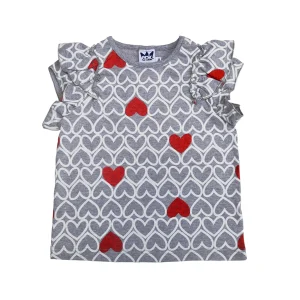 Franela gris con corazones blancos y anaranjados YM110163