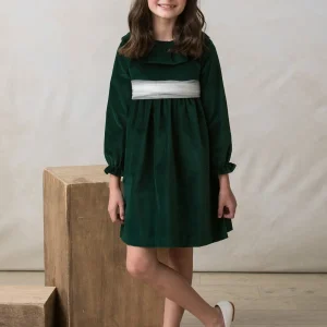 Vestido Carola en terciopelo verde botella YM112971